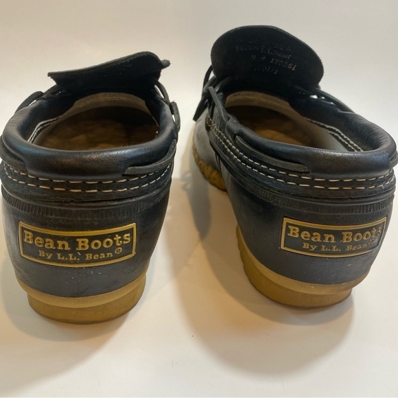 LL Bean Bean Boots, Rubber Moc Black with Tan Rubber Soles Size GM 9M 11W - Picture 9 of 15